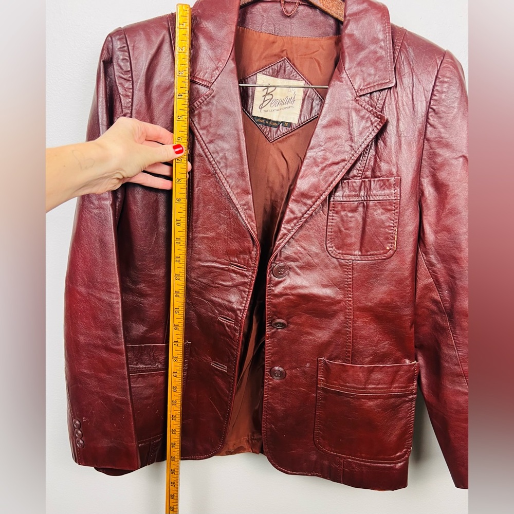 Vintage Berman’s Oxblood Leather Blazer — Size L - Picture 11 of 16